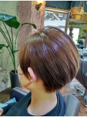 イメチェン/ハッシュカット/似合わせカット/レッドブラウン石橋