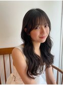 大人かわいいロングレイヤー顔まわりレイヤーシースルーバング