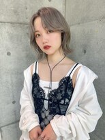 ロンドメリア 天神大名店(Lond Melia)&nbsp;★グレージュカラー斜めバングデザインカラーシルキー ベージュ