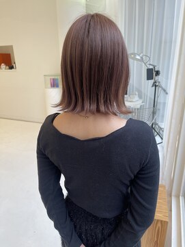 ハイブ 金沢(Hive) ブリーチハイトーンオレンジベージュ透明感カラー外ハネボブ