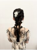 高めポニー編み下ろしアレンジ