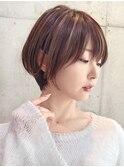 say.イメチェン外ハネショート美髪ワイドバングマロンブラウン