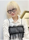 ブロンド金髪 フェイスレイヤーボブ似合わせ小顔t622