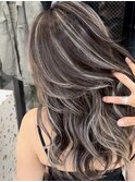F45 40代白髪ぼかしハイライトバレイヤージュイルミナカラー
