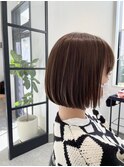 切りっぱなしボブハイライトカラー ミニボブ 白髪ぼかし辻堂