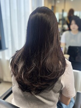 ソヨン 栄2号店(SOYON) 黒髪/グレーベージュ/レイヤーロング/前髪パーマ/髪質改善