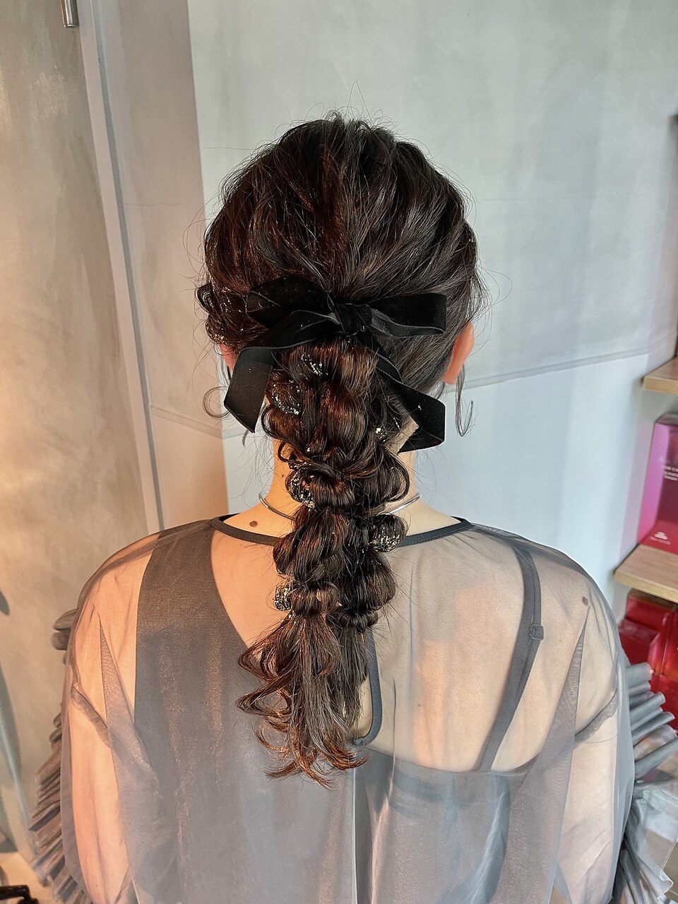 ダブルポニーテール】/結婚式/二次会/同窓会/銀座/ヘアセット