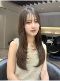 韓国レイヤーカット/くびれ巻き/前髪顔周り/セミディ[門前仲町]
