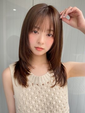 エトラ 渋谷店(etora) 小顔 前髪 レイヤーカット くびれヘア  アプリコットオレンジ"