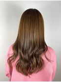 オレンジカラー/セミロングスタイル/20代30代40代
