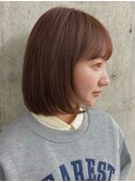 ボブ 内巻きボブ おさまりボブ ナチュラルブラウン 前髪