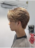 ミルクティーベージュニュアンスパーマ韓国マッシュグレー