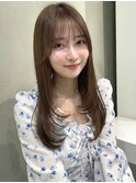 ワンカールで可愛い韓国風顔まわりレイヤー×くすみベージュ