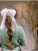 Winterヘアアレンジ【ポニーテールリボン】