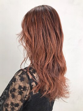 アルバム 銀座(ALBUM GINZA) オレンジロング_アッシュブラウンネオウルフ外ハネボブ_ba278791