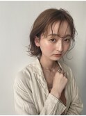 20代30代梅田中崎町外ハネシースルーバングミルクティーベージュ
