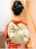 艶やかに！シンプル和髪風～パールピンを添えて
