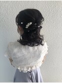 トップ ゆるふわ 大きな カール ハーフアップ ヘアスタイル