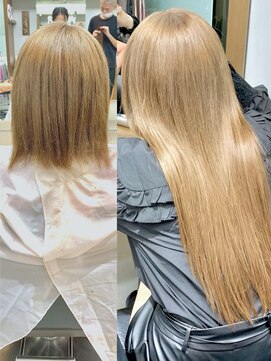 ディア(.eer) ((ボブ→ロング)) ミルクティーベージュ//シールエクステ80枚