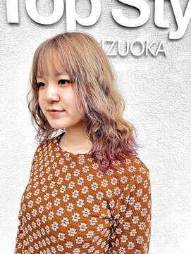 トップスタイル シズオカ(TopStyle SHIZUOKA) ミディアム×ハイトーンパーマ×美髪