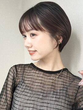 ノラギンザユー(NORA GINZA/U) 丸みショートマッシュコンパクト黒髪ベージュショート前髪あり