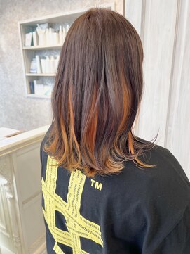 キャアリー(Caary) 福山市Caary10代20代30代個性派ブリーチオレンジインナーカラー