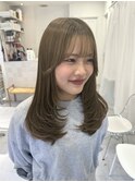 ホワイトグレージュミニウルフデジタルパーマチェリーブラウン
