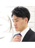 メンズビジネス清潔感爽やかアップバングショート理容室顔剃り