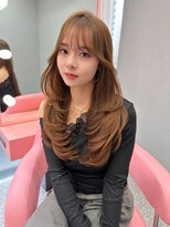 ボタン シブヤ(VOTAN SHIBUYA)&nbsp;ハッシュカット/韓国レイヤー/顔まわり/ブラウン/ベージュ/前髪