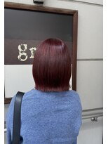 グレイス ヘアドレッシング 鷹匠(grace hair dressing)&nbsp;ラフなボブ×チェリーレッド