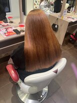 アース 郡山コスモス通り店(HAIR&MAKE EARTH)&nbsp;艶髪オレンジブラウン×ストレートロング