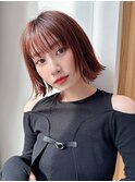 30代40代小顔前髪/くびれボブ/イメチェン/ピンクベージュ