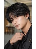 サンウォン風長めシースルーマッシュニュアンスパーマ韓国ヘア