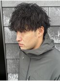 メンズマッシュパーマ波巻スパイラルパーマナチュラル刈り上げ