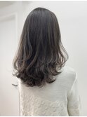 レイヤーカット　グレージュ　内巻きレイヤー　わんかにさ