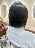 横浜タッセルボブショコラブラウン切りっぱなしボブショートボブ