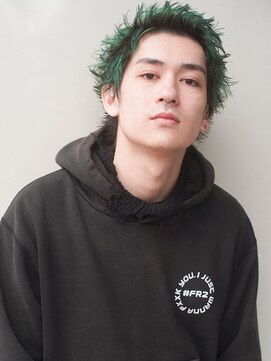 レジュアル(RESSUAL) ブルーブラック韓国マッシュスペインカールスパイキーショート