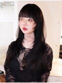 レイヤーロング前髪ヘアスタイルレディース_F20697