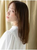 ウォームブラウンシースルーバングレイヤーロングX大宮30代40代