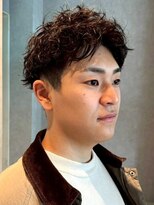 メンズサロン ブロック(Men's Salon bloc)&nbsp;ツイストスパイラルパーマ 黒髪ショート アップバング