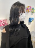 ネイビーブラック_暗髪_抜け感ヘア
