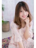 ミック ヘアアンドメイク アップ 駒込店(miq Hair&Make up)&nbsp;大人かわいいＡライン暖色系カラーくせ毛風ゆるふわミディc1