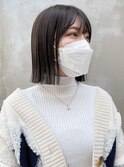 大人モード　シースルーバング チョコレート 切りっぱなしボブ