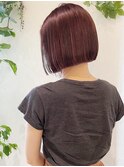 チェリーレッド 切りっぱなしボブ ミニボブ
