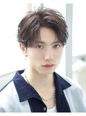 韓国ヘアカルマパーマカルマバングセンターパート黒髪ウルフ