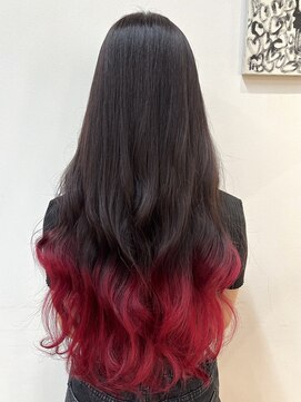 ルーム(Room) 赤グラデーションカラー/ブリーチ/ダブルカラー/韓国ロングヘア