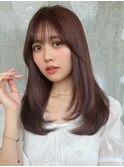 ワンカールレイヤー/透明感カラー/アイロンなしショコラブラウン