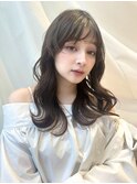シースルーバング黒髪スタイルレイヤーカット小顔ヘアNA-39