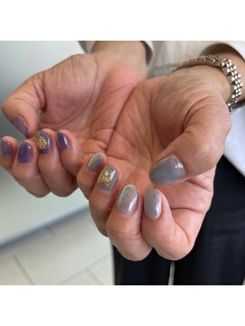 青紫ニュアンスマグネットネイル