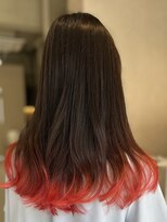 エリン バイ リル ヘアー 本陣(eLin by LiL hair)&nbsp;ロングヘア×フラミンゴレッド
